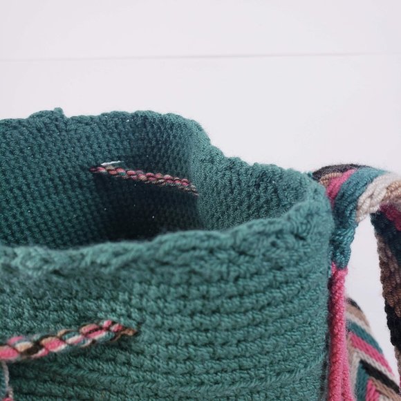 NEW Hand Knit Colombian Cross Body Satchel Teal - Picture 5 of 9